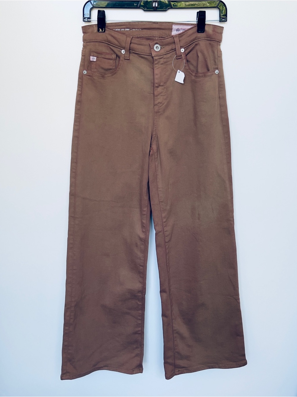 AG Saige Wide Leg crop Brown Cotton Pants